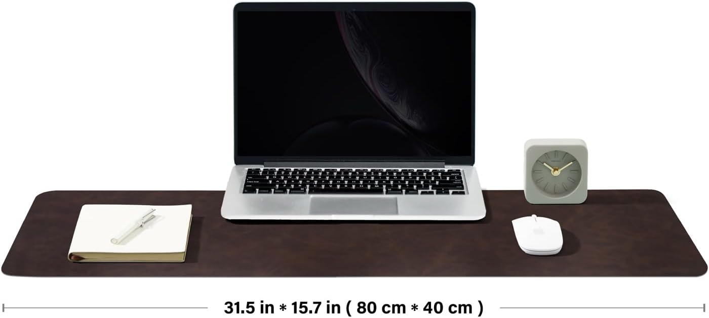 Distressed Leather Desk Mat - Non-Slip PU Desk Pad for Office and Home - Desk Organization and Accessories - Ideal for Large Mouse Pad and Desk Mats on Top of Desks(Espresso,31.5"x 15.7")