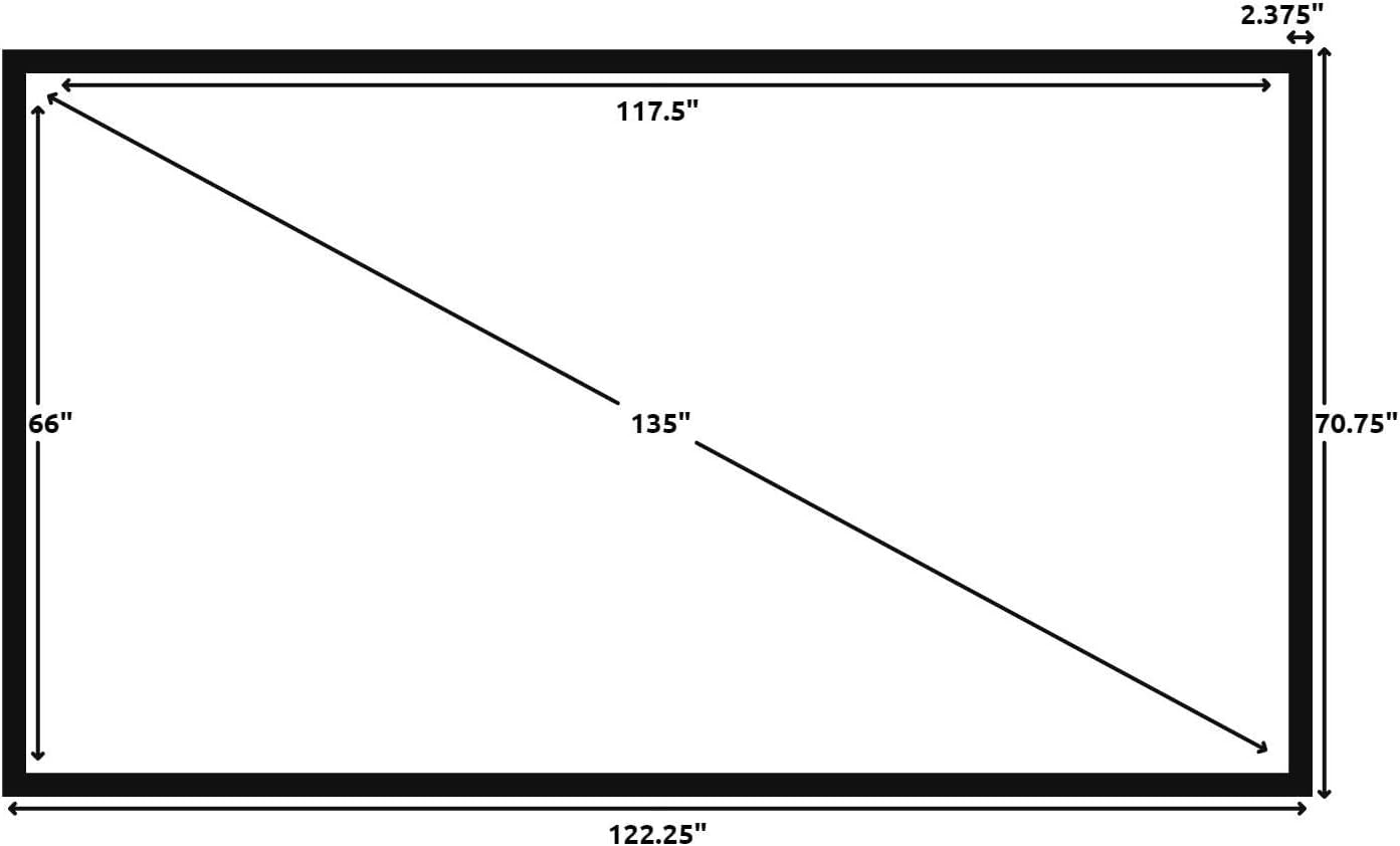 Silver Ticket Products STR Series 6 Piece Home Theater Fixed Frame 4K / 8K Ultra HD, HDTV, HDR & Active 3D Movie Projection Screen, 16:9 Format, 135" Diagonal, High Contrast Material STR-169135-HC