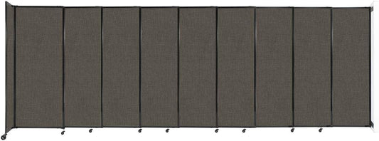 Wall-Mounted Sliding StraightWall Room Divider | Adjustable Widths | Locking Wheels | Room Separator | Up to 19'9" Wide x 6'10" Tall Mocha Fabric Panels