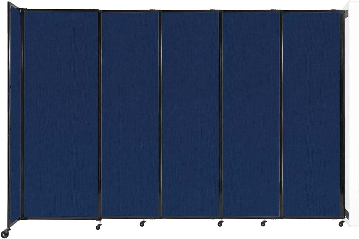 Wall-Mounted Sliding StraightWall Room Divider | Adjustable Widths | Locking Wheels | Room Separator | Up to 11'3" Wide x 7'6" Tall Navy Blue Fabric Panels
