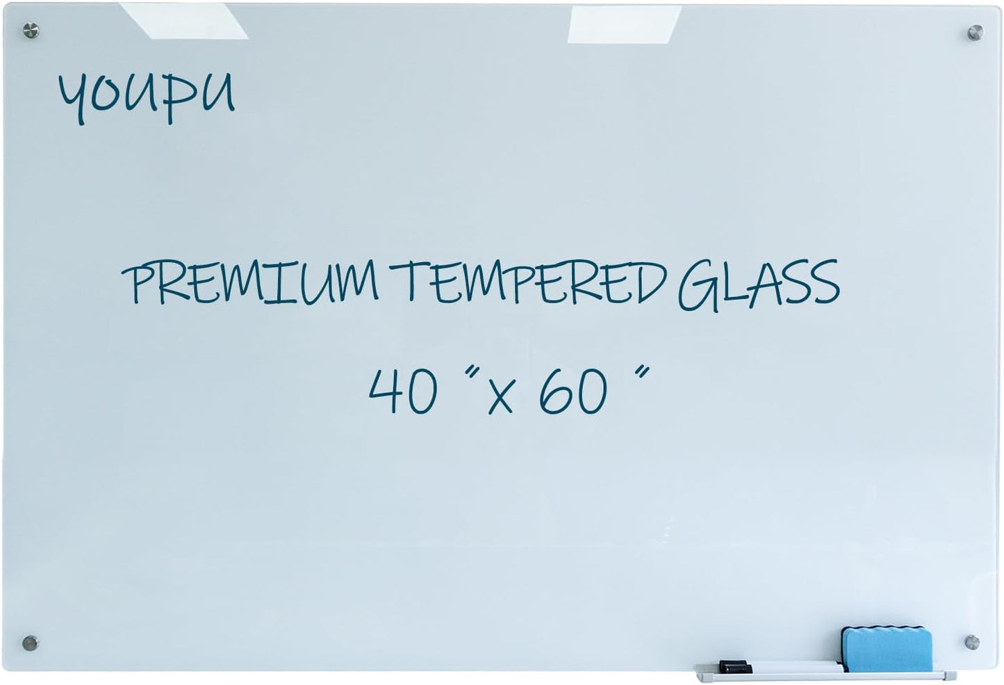 Magnetic Glass Writeboard 40"x60" Premium Tempered Dry Erase Boards Wall Mounted Frameless Whiteboard Bulletin Message Boards (White)