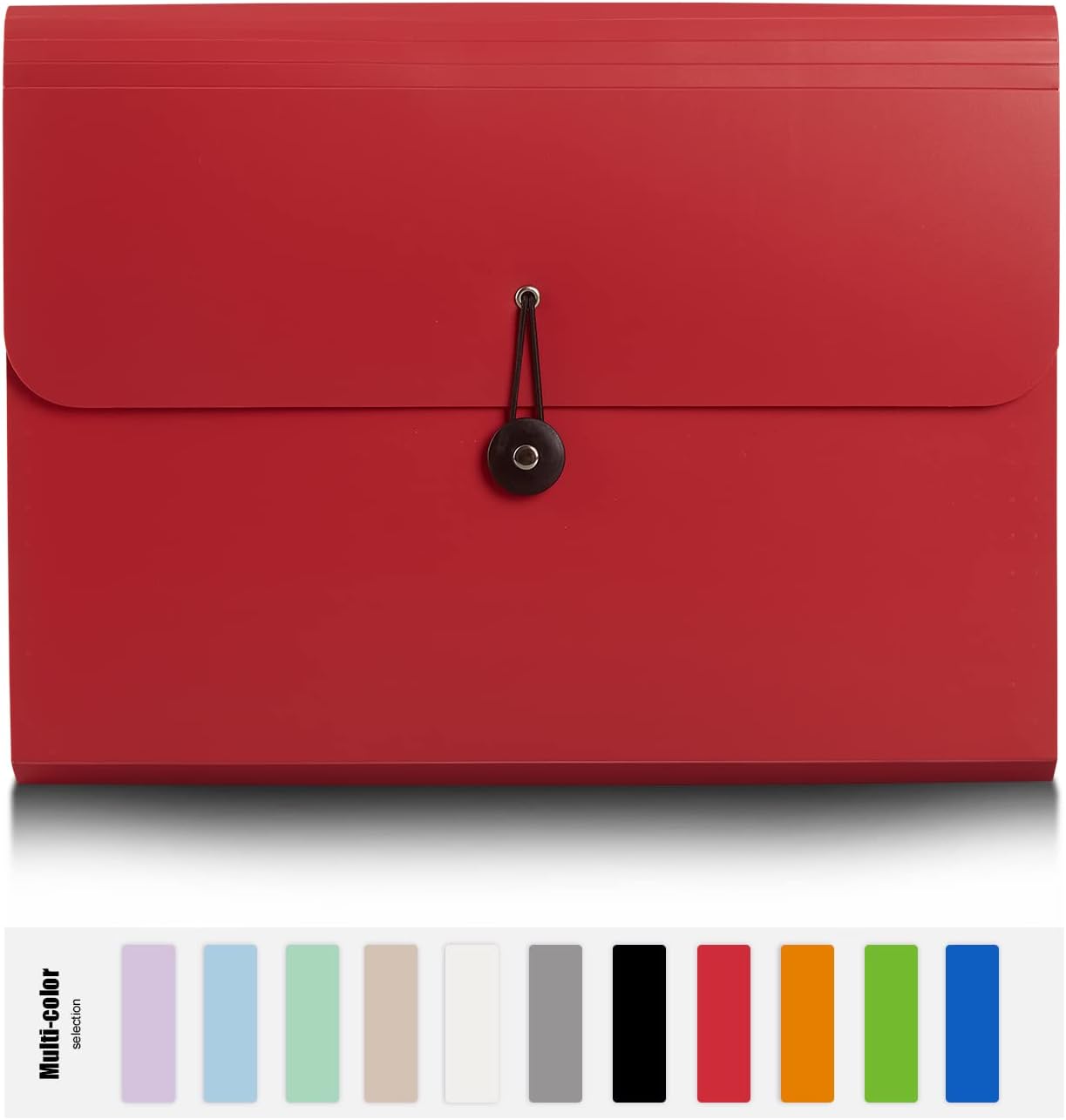 Expanding File Folder with 13 Pockets, Red, Polypropylene, 12.99" x 9.45" x 1.1"