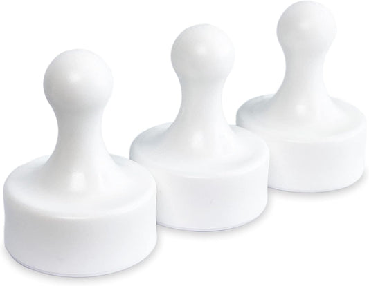 GLASSBOARD STUDIO Powerful Neodymium Magnets, Pawn-Shaped - Strong Fridge/Refrigerator and Whiteboard Magnet, Ideal for Office, Kitchen, Crafts - Rare Earth, Heavy Duty (3, White)