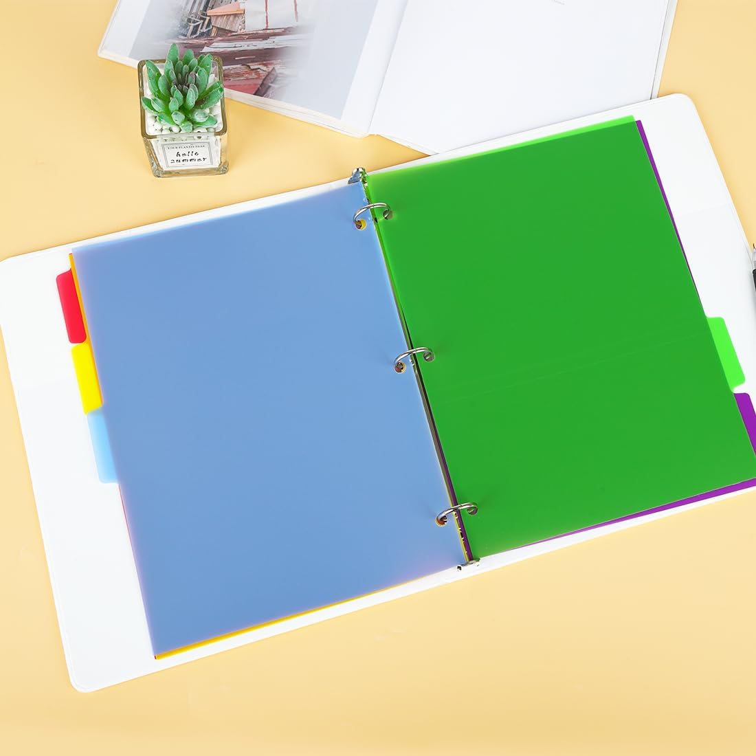 6 Sets 5 Tab Binder Dividers, Plastic Binders Dividers with Tabs Colorful Big Tab Fit Standard 8.5 X 11 Sheets, Dividers for 3 Ring Binder