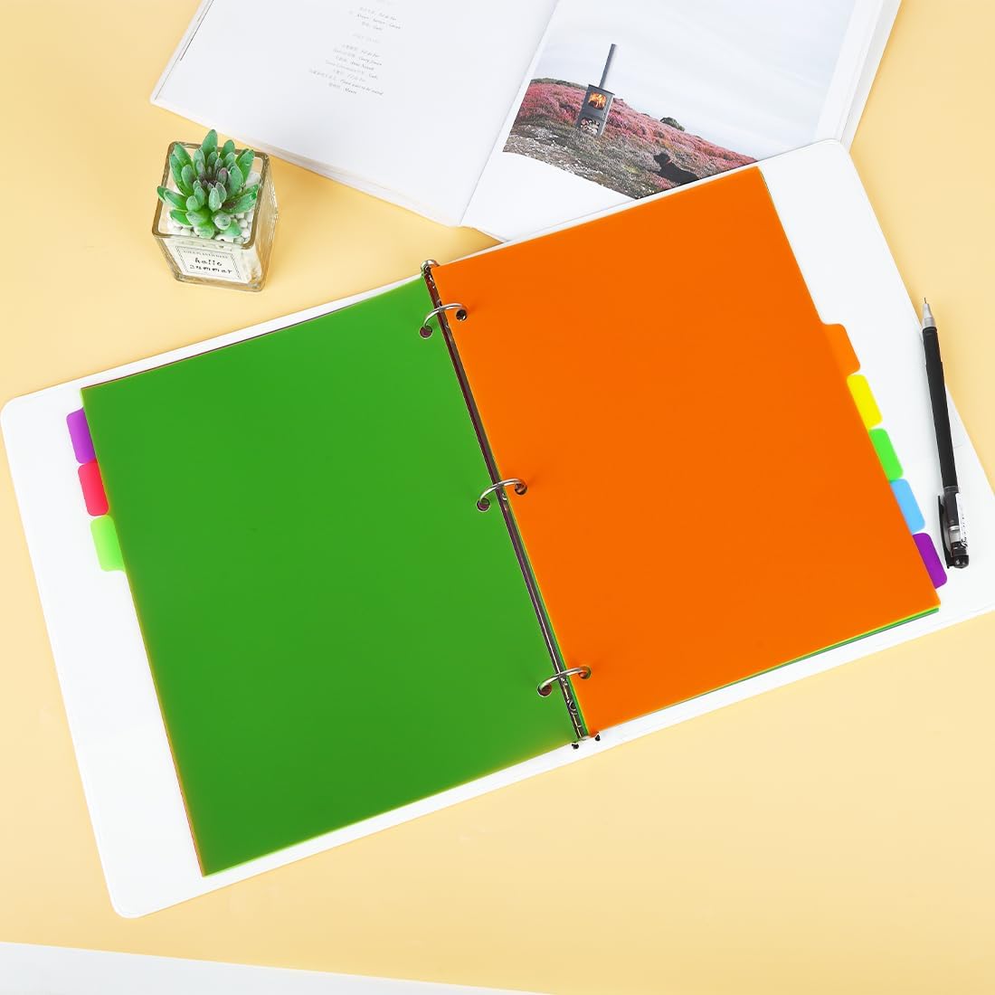 Binder Dividers for 3 Ring Binder, 8 Tab Set, Durable Plastic Dividers with Tabs for Letter Size, Colorful Notebook Dividers for for Office, School