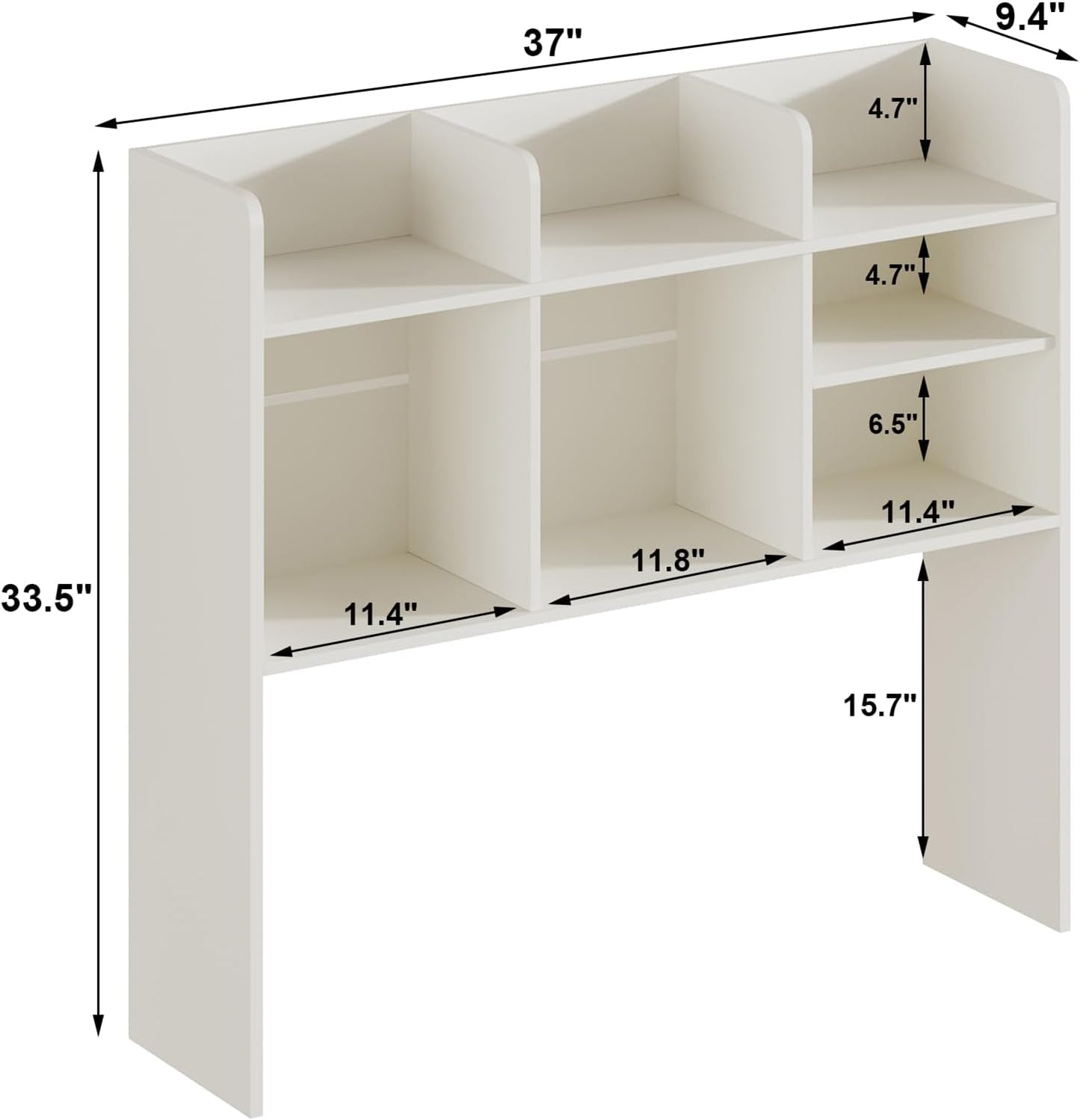 ChooChoo Desktop Bookshelf, Wood Desk Hutch Organizer with 7 Shelves for Computer Desk, Desktop Shelf Bookshelf Storage for College Dorm Office Home, White