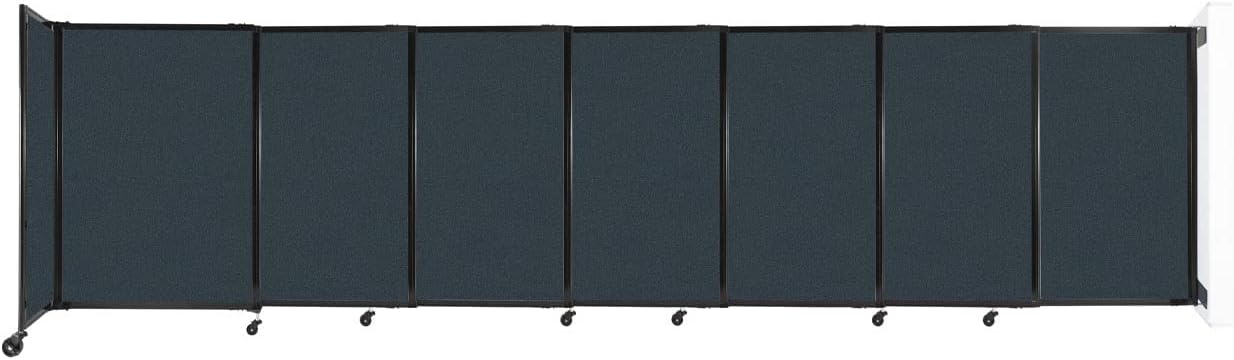 Wall-Mounted Sliding StraightWall Room Divider | Adjustable Widths | Locking Wheels | Room Separator | Up to 15'6" Wide x 4' Tall Blue Spruce Fabric Panels