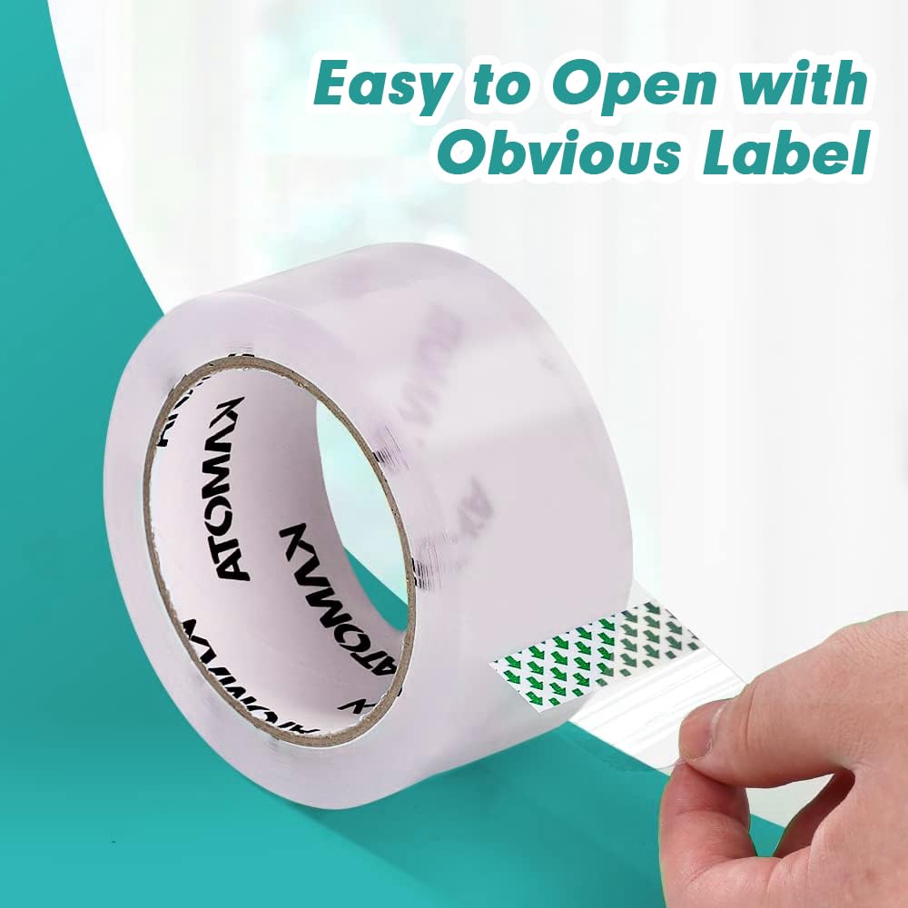 KAMOTA Packing Tape, 36 Rolls Heavy Duty Clear Packaging Tape for Shipping Packaging Moving Sealing, 2 inches Wide, 65 Yards Per Roll, Total 2340 Yards with 4 Dispensers