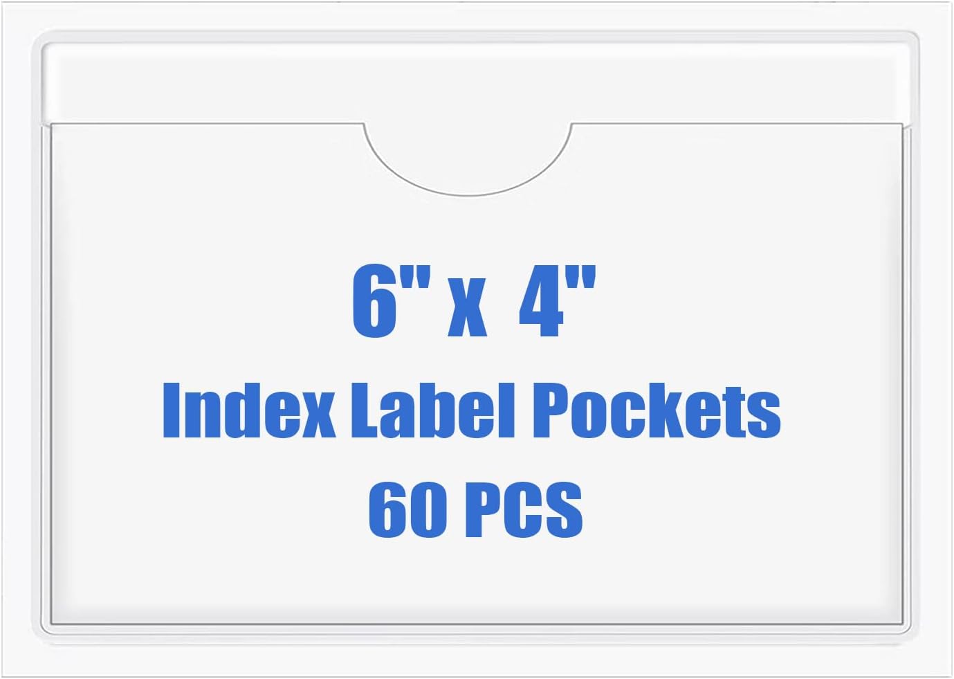 Origin-Joy 60 PCS Self Adhesive Index Card Pockets with Top Open, Clear Plastic Label Holder for Notes, Library and Business, Adhesive Label Pockets & Holder (6 x 4 inch)
