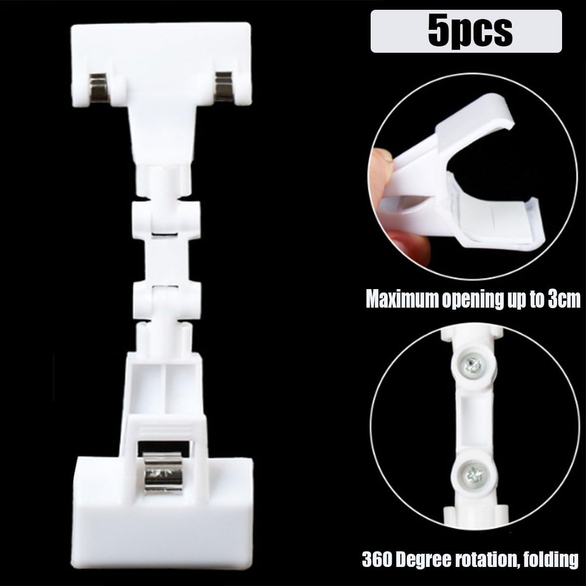 5pcs Sign Clips Clip Holder Sign Holder Clip Paper Holder for Table Top Clip On Sign for Paper Holder Computer Monitor Handy Artist Supplies Holder(5pcs White)