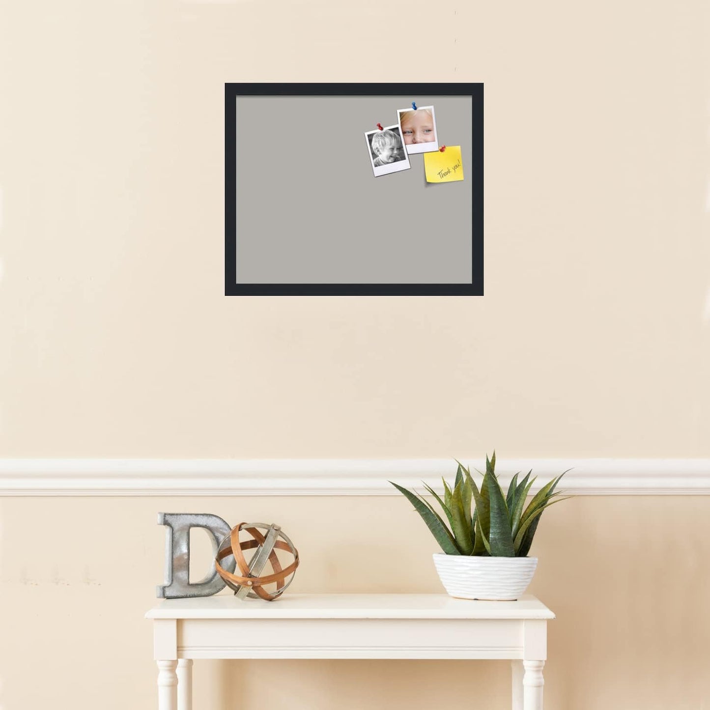 PinPix 20x16 Inch Cork Bulletin Board. This Decorative Framed Pin Board Comes with Dark Stone Design and a Satin Black Frame. Ideal for Home Office Decor or Message Board (PinPix-1808)