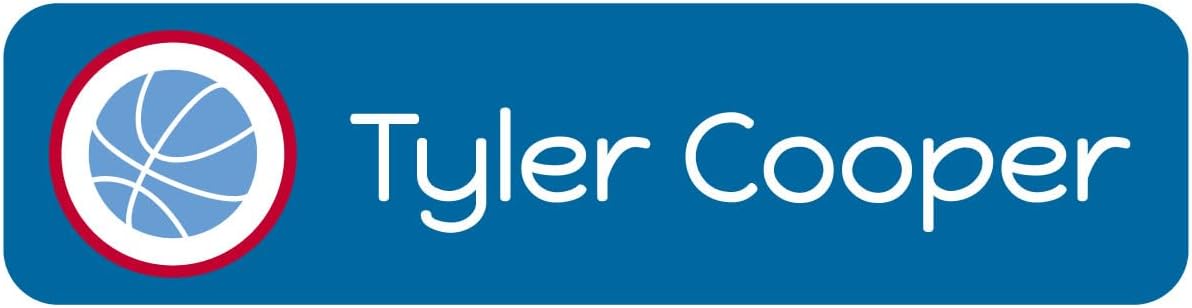 Name Bubbles - Custom Small Rectangle Name Labels For Kids (64 Labels) - Personalized Waterproof Name Stickers for Daycare, Lunch Boxes, Water Bottles, Shoes, School Supplies, & Camp (Basketball Icon)
