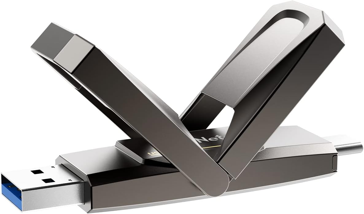 Netac 128GB Portable External USB Solid State Drive Type-c and USB 3.2 Dual Interface, up to 400MB/s Security Protection for Data Storage, Expansion of Storage for Photos/Videos/Music/Files, US5