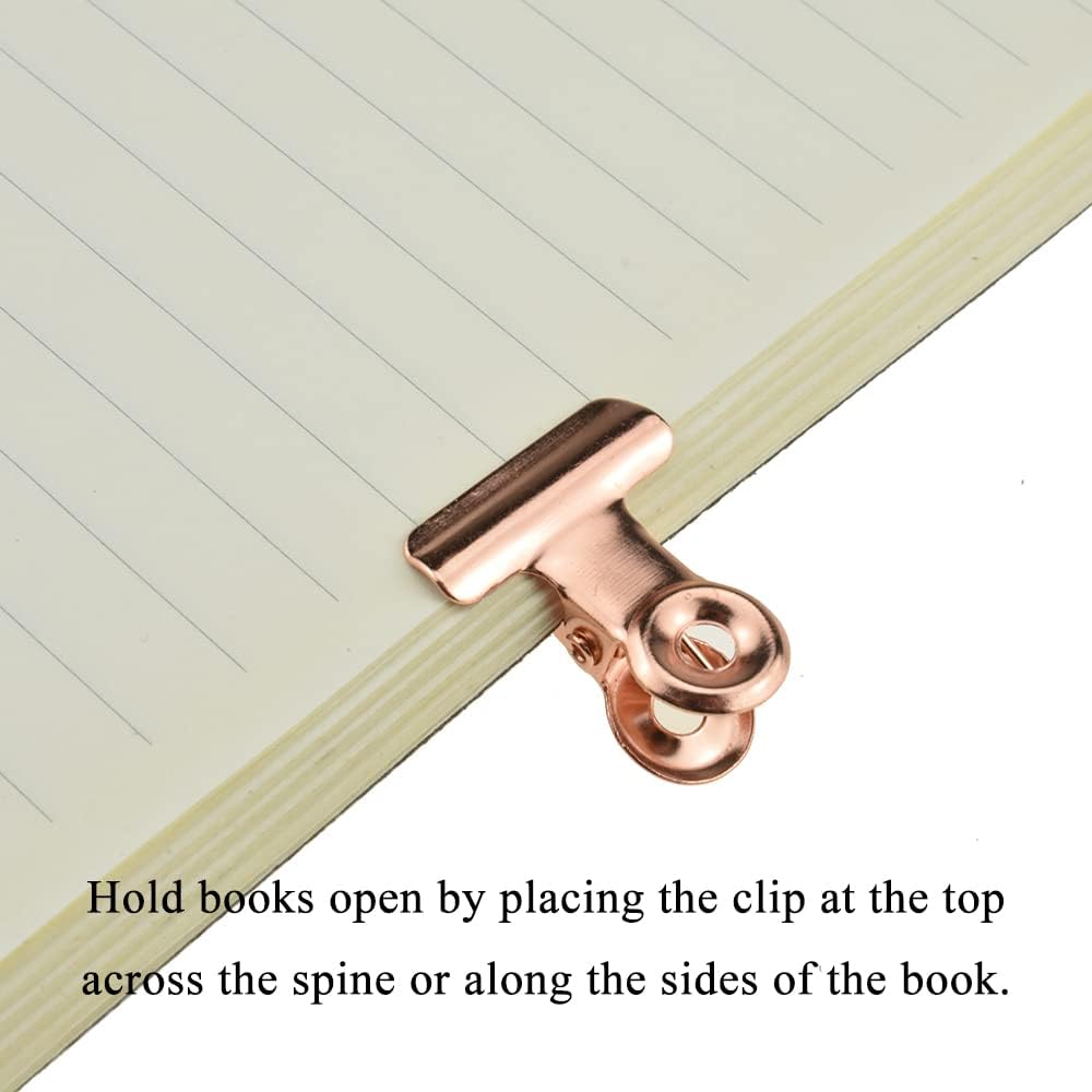 HAHIYO 0.87inch Rose Gold Bulldog Clips Metal File Hinge Binder Clips Clamps Save Space Strong Spring Jaws Rock Solid Grip Book Lay Flat Deburred Edge for Hang Photos Wall Grid Dog Food 30PCS