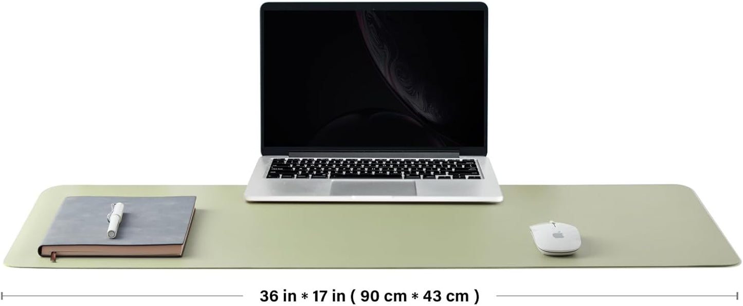 Cork Desk Mat - Dual-Sided Desk Pad for Office and Home - Desk Organization and Accessories - Ideal for Large Mouse Pad and Desk Mats on Top of Desks(Light Green,36"x 17")