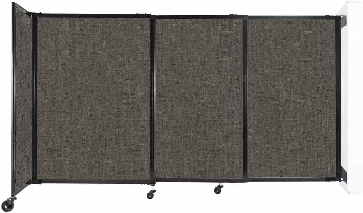 Wall-Mounted Sliding StraightWall Room Divider | Adjustable Widths | Locking Wheels | Room Separator | Up to 7'2" Wide x 4' Tall Mocha Fabric Panels