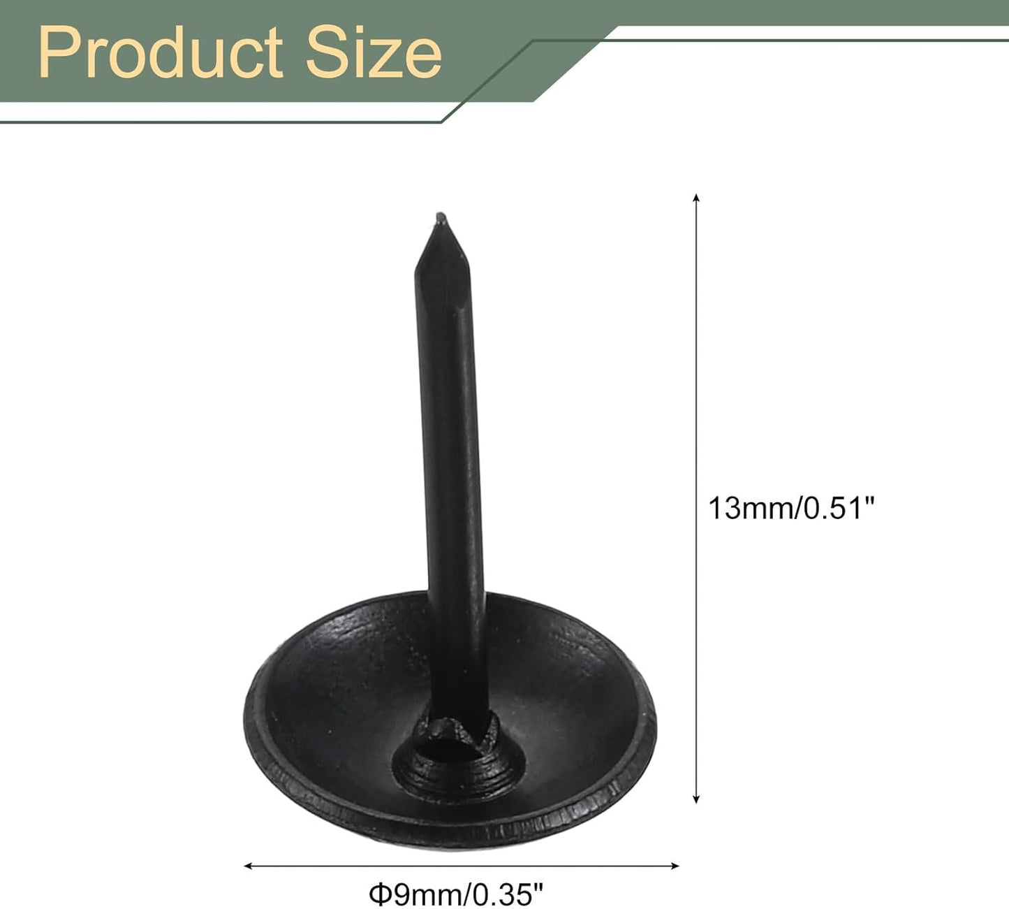 uxcell 100 Pcs Upholstery Tacks, 9 x 13mm Round Head Upholstery Nails Pins Vintage Decorative Furniture Tacks for Chairs Sofas Beds DIY Project, Black