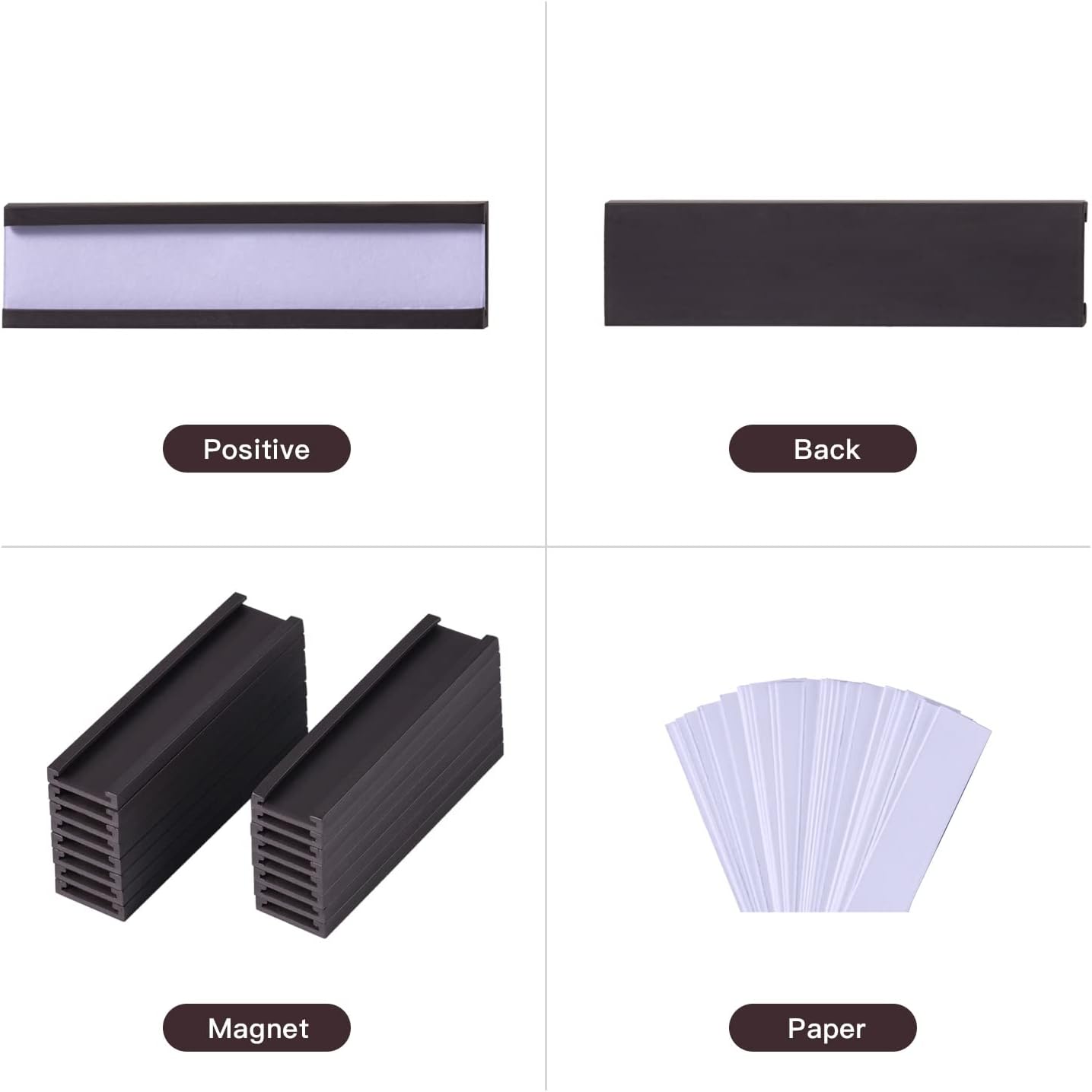 Eeoyu Magnetic Label Holders with Magnets Magnetic Data Card Holders with Clear Plastic Protectors for Metal Shelf, Whiteboard, Set of 50 (0.5 x 2 Inch)
