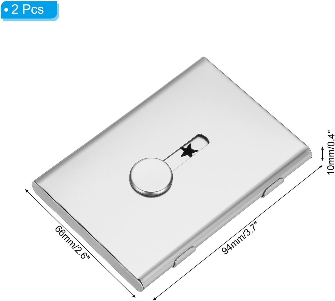 PATIKIL 2 Pcs Business Card Holder, Thumb Drive Business Card Holder Portable Business Card Holders Alloy Slide Out Card Case for Business Meeting, Silver