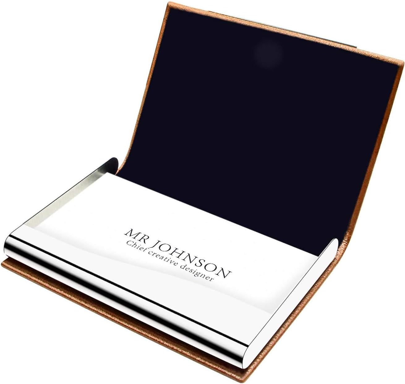 Padike Business Card Holder, Business Card Case Professional PU Leather & Stainless Steel Multi Card Case,Business Card Holder Wallet Credit Card ID Case/Holder for Men & Women. (V-Brown)