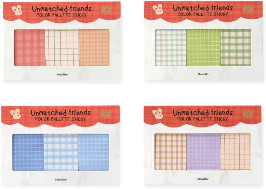 Monolike Color Palette Sticky Unmatched Friends B Set 4p - Self-Adhesive Memo Pad 30 Sheets