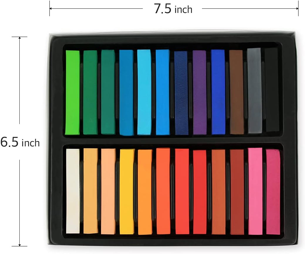 Long Soft Pastels Set - 24 Vibrant Colors, Acid-Free and Non-Toxic, Ideal for Drawing, Blending, and Shading, Perfect for Artists, Students, Beginners and Creative Projects