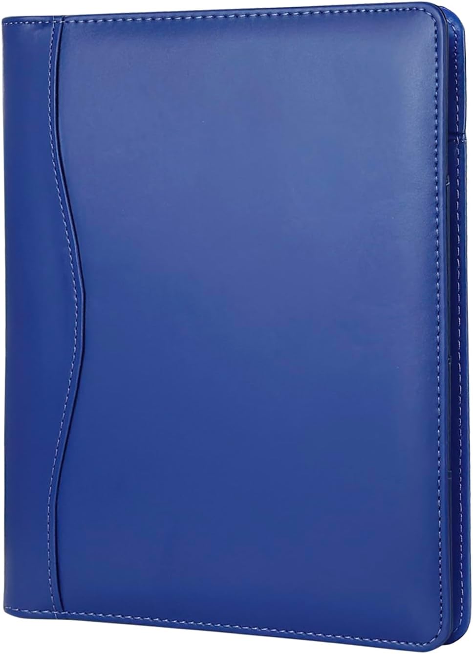 Leather Portfolio Binder 5 x 8, Mini Soft Leather Padfolio A5 Business Binder Legal Writing Pad Junior Size Document Organizer for Present Gift Kid Men Women Navy Blue