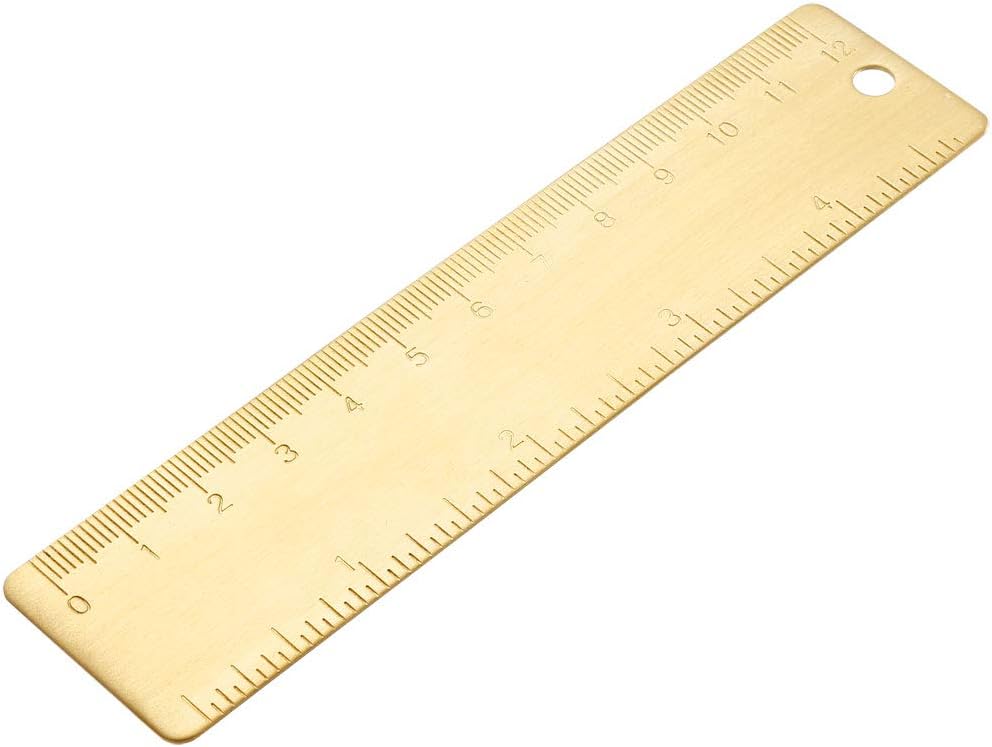 uxcell Straight Brass Ruler 120mm 4 Inches Metric Measurement Tool Drawing Measuring Ruler 1mm Thickness