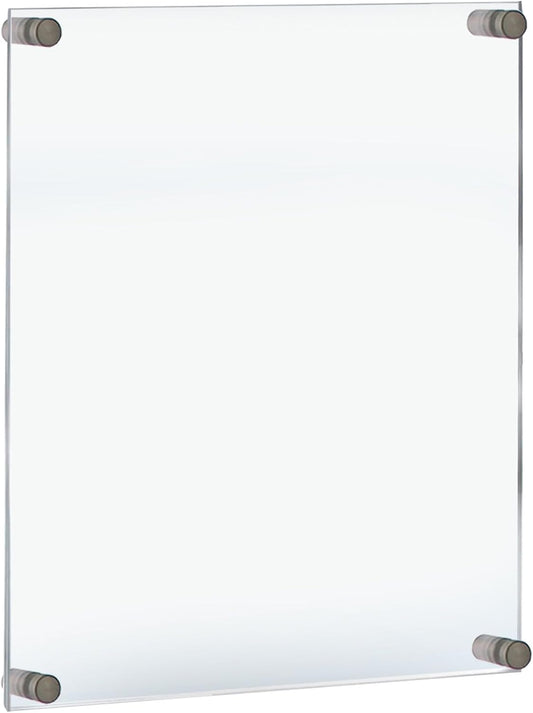 Azar Displays 105528 Floating Acrylic Wall Frame with Silver Stand Off Caps: 17" X 22" Graphic Size. Overall Frame Size: 21" X 26", Clear