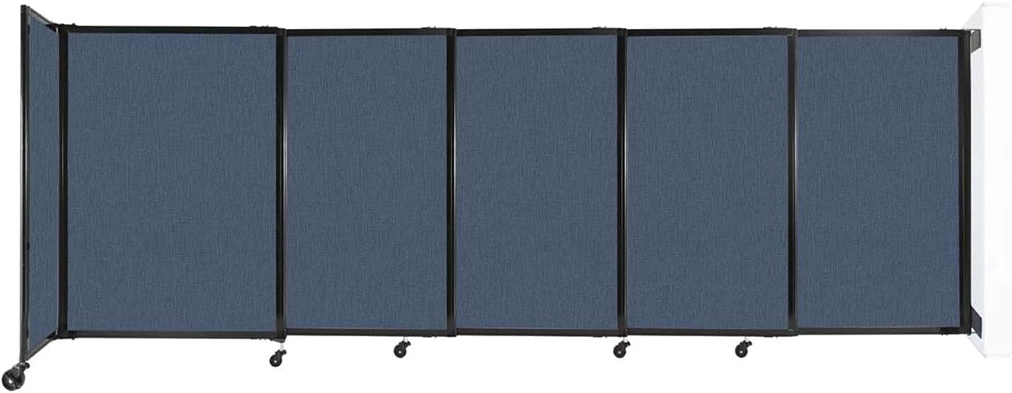Wall-Mounted Sliding StraightWall Room Divider | Adjustable Widths | Locking Wheels | Room Separator | Up to 11'3" Wide x 4' Tall Ocean Fabric Panels