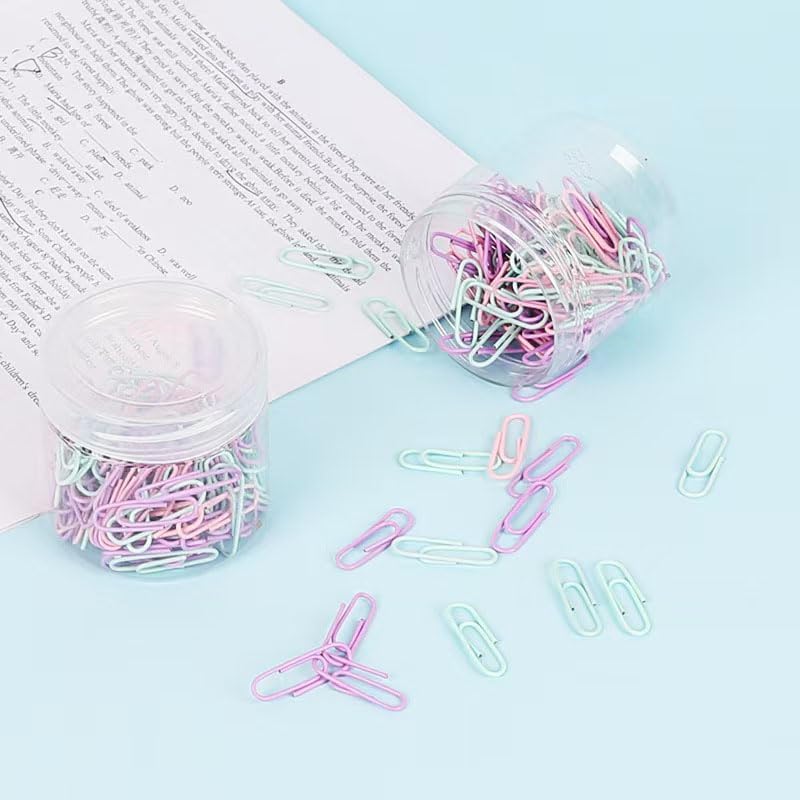 Macaron Colored Paper Clips, 1.1" Medium Paper Clip（28mm, 100pcs Paperclips for Office Supplies and Organization