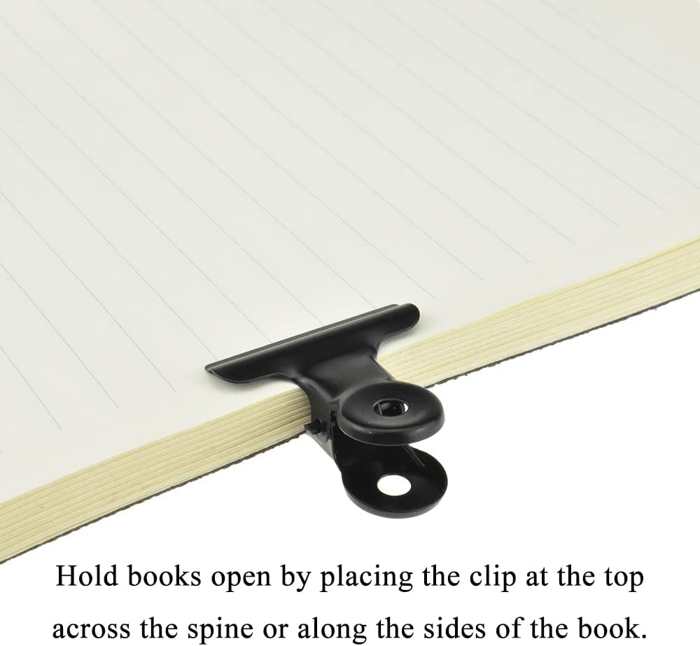 HAHIYO 1.25inch Black Bulldog Clips Metal File Hinge Binder Clips Clamps Save Space Strong Spring Jaws Rock Solid Grip Book Lay Flat Deburred Edge for Hang Photos Wall Grid Dog Food 20PCS