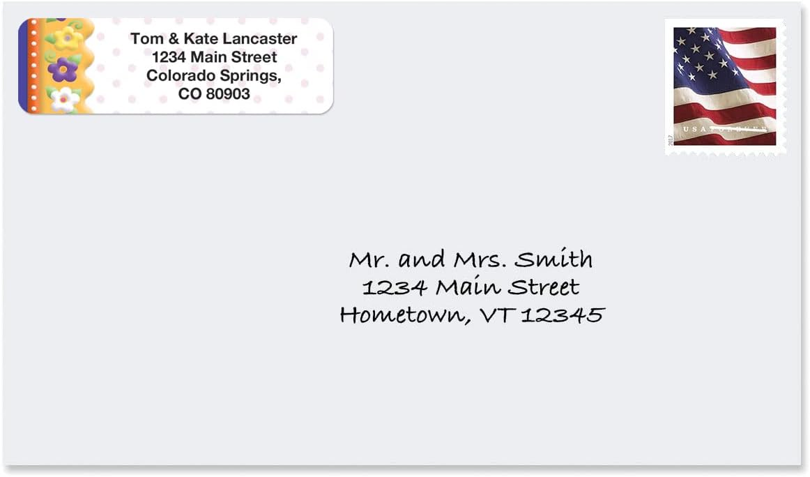 Colorful Images Frosting Flowers Rolled Personalized Return Address Mailing Labels with Dispenser, Customize with Name & Shipping Address, 500 ¾” x 2½” Self Adhesive, Easy Peel Label Roll