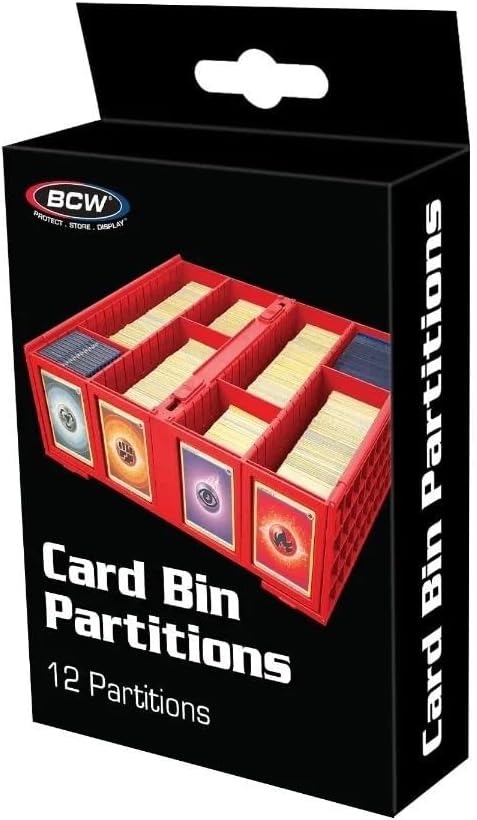 BCW Collectible Card Bin Partitions - Red | Dividers for BCW Card Bins & 6 Drawer Card Catalog | Divide and Organize Your Trading Card Collection | Visible Sections, Adhesive Label-Friendly