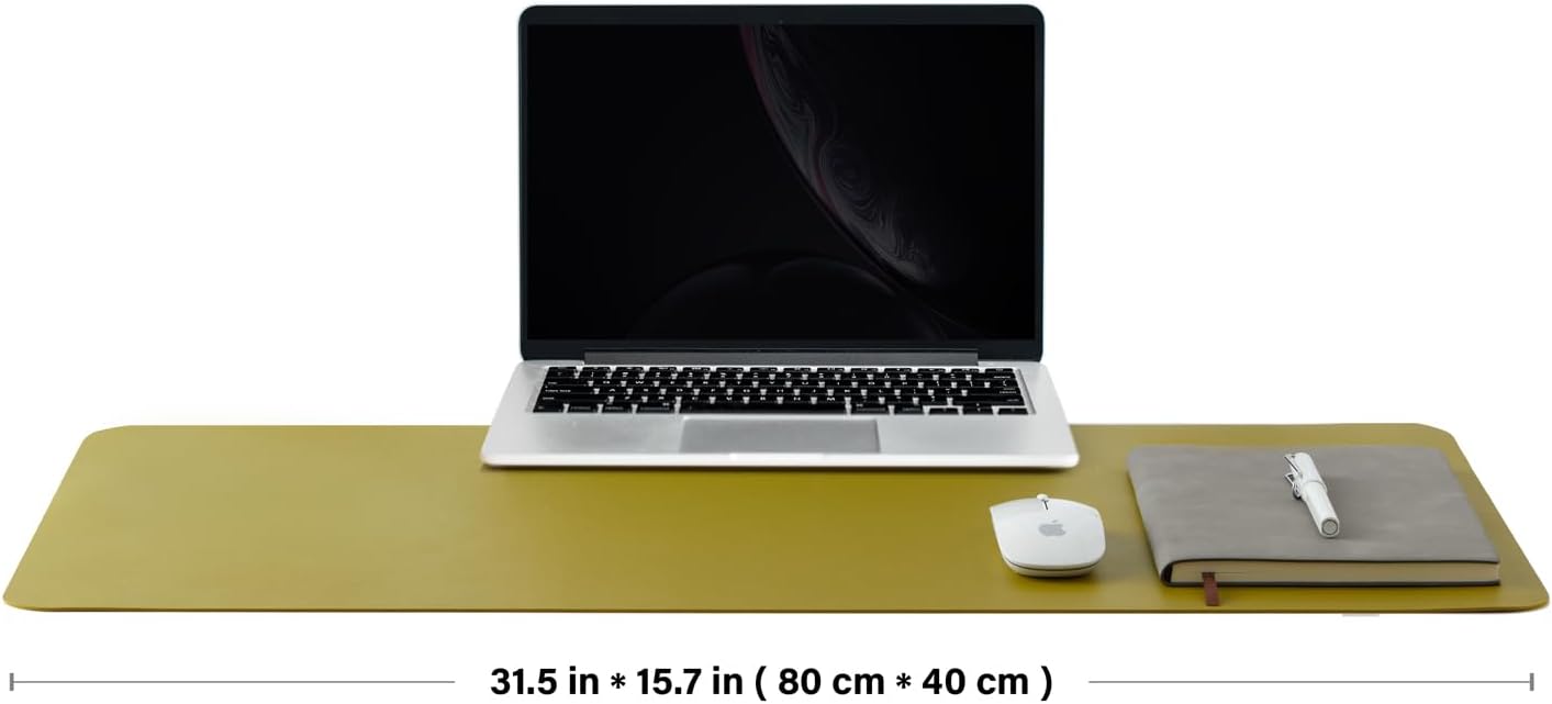 Cork Desk Mat - Dual-Sided Desk Pad for Office and Home - Desk Organization and Accessories - Ideal for Large Mouse Pad and Desk Mats on Top of Desks(Olive Green,80cmx 40cm)