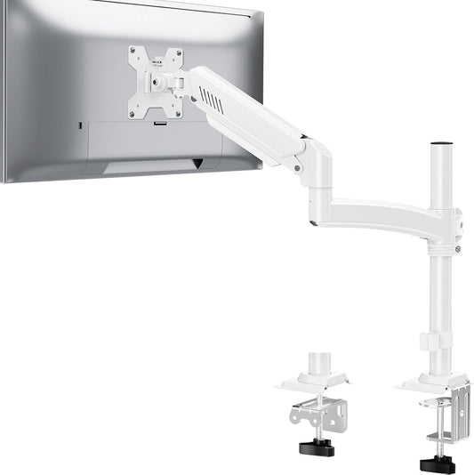 Single Monitor Mount Holds Max 22lbs, 13-32 inch Monitor Desk Mount, Height Adjustable Tall Monitors Arm, Monitors Stand with Tilt Swivel Rotation, VESA 75 100mm, White, Freelift