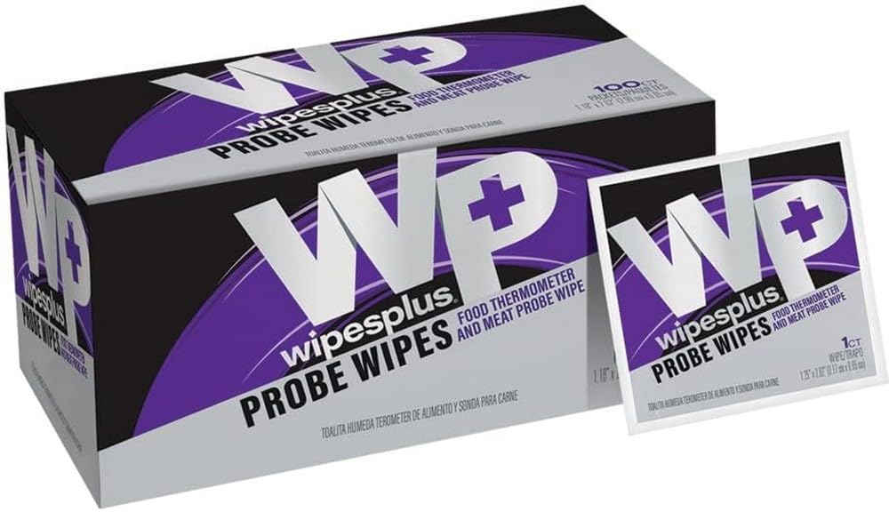 Probe Wipes Food Thermometer Wipes, Meat Probe Wipes with Individual Sachets for Home and Business, 1000 Count, (10 Packs of 100 Sachets)