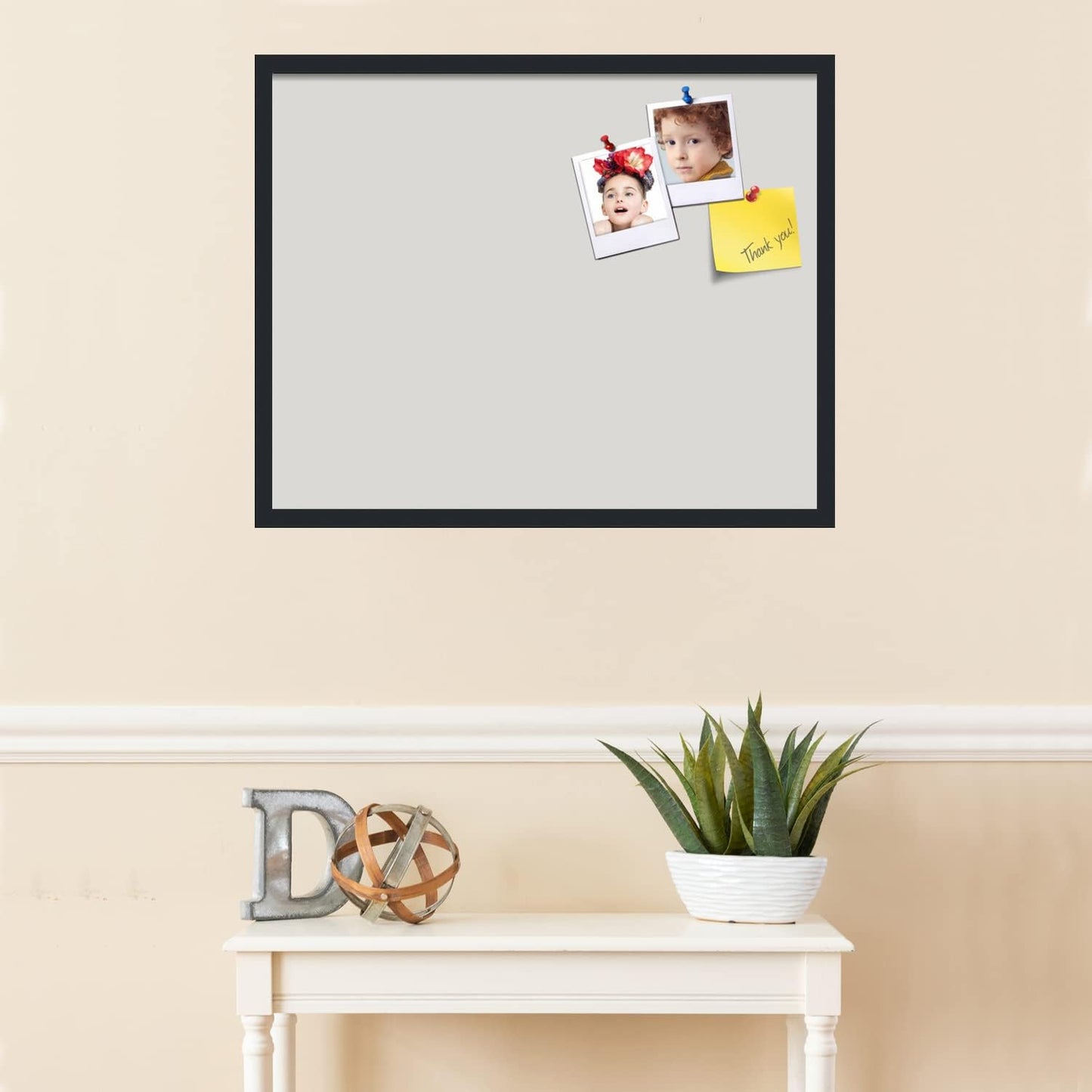 PinPix 30x24 Inch Cork Bulletin Board. This Decorative Framed Pin Board Comes with Light Stone Design and a Satin Black Frame. Ideal for Home Office Decor or Message Board (PinPix-1809)