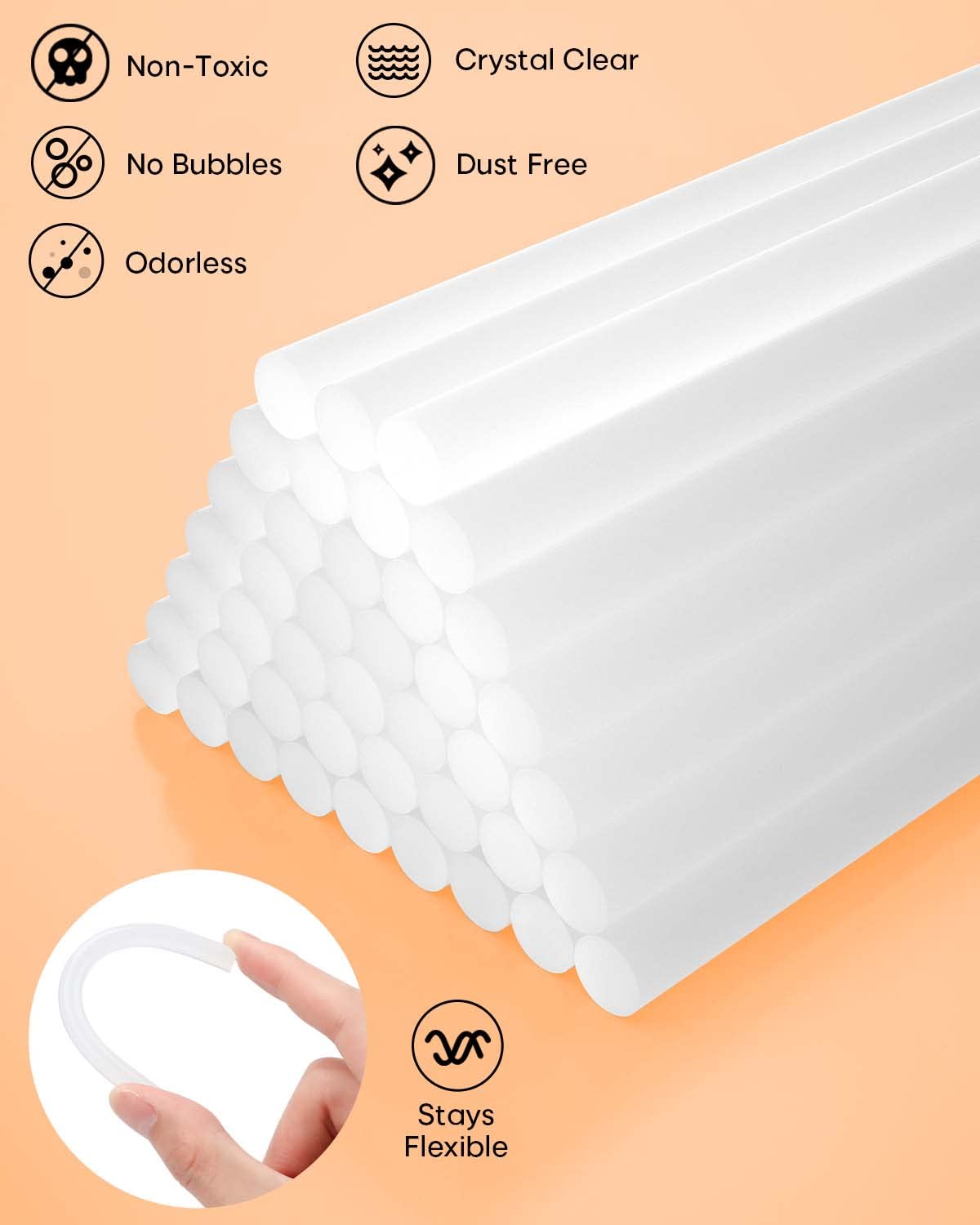 SHALL Full Size Hot Glue Sticks, 0.43” Dia x 4” Long, 120-pack Clear Hot Melt Glue Gun Sticks for All-Temp Glue Guns, Multipurpose for Kids Adults DIY Art Craft Sealing Repairing Festival Decoration