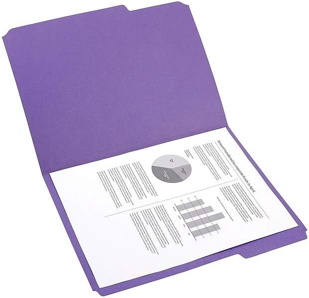 Staples 508945 File Folders Reinforced 3-Tab Letter Size Purple 100/Box (508945)