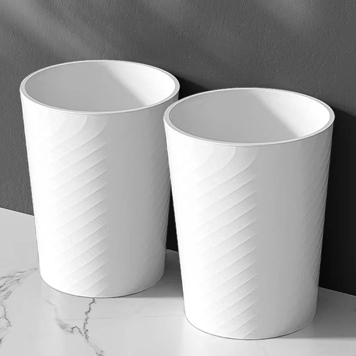 Bathroom Trash Can 1.8 Gallon Waste Basket 2 Pack Small Garbage Can for Toilet Office Bedroom, White