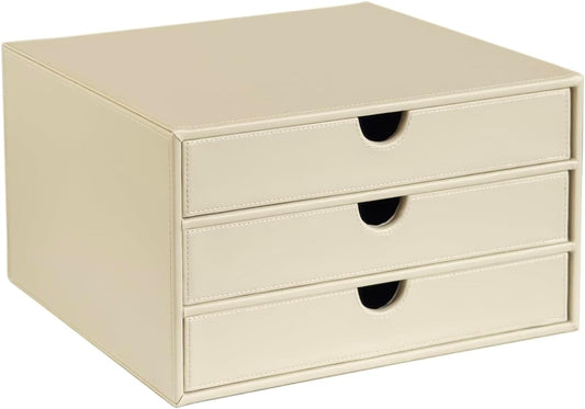 UnionBasic Document Organizer, 3-Drawer File Cabinet Document Storage Box, Office Desktop Filing Organizer, Seashell