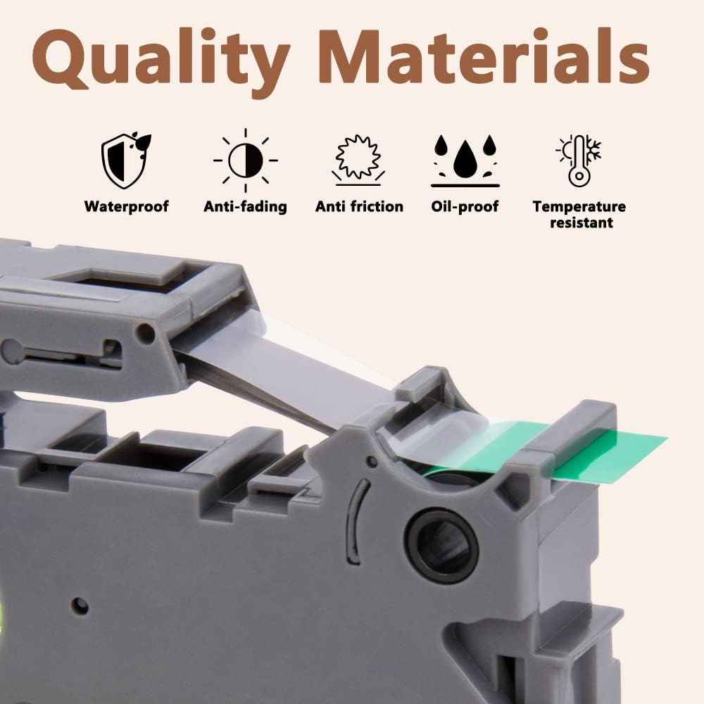 Hehua 18mm 0.7 Laminated Green Tape Compatible for Brother P-Touch TZe-741 TZe741 TZ741 TZ741 TZe TZ Label Tape for Ptouch PT D400 D600 D610 P710bt, 3/4'' x 26.2ft Black on Green, 3 Pack