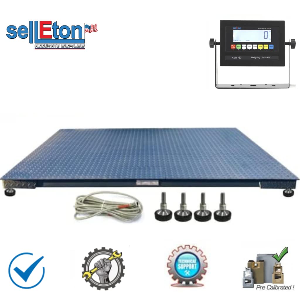 SellEton SL-7x7-20K Heavy-Duty, Industrial Floor Scale, Metal Indicator with Platform Scale (84" x 84", 20,000 lbs x 2 lb)
