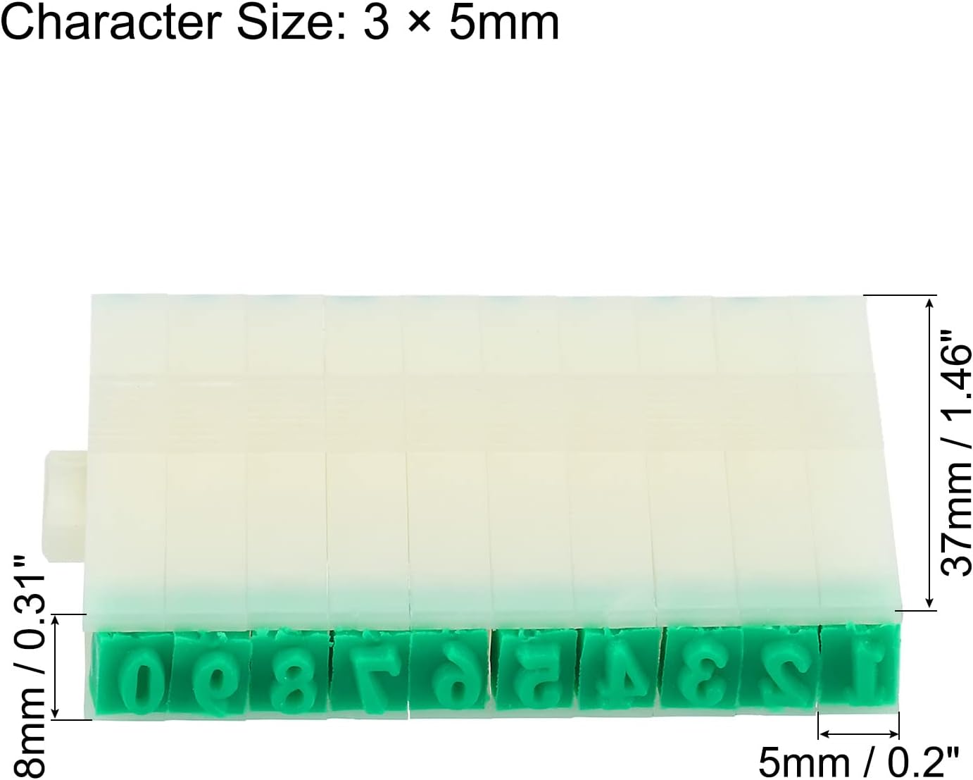 PATIKIL Detachable Number Stamp, 5mm Plastic 9 Digits Font Size 5 Numeral 0-9 Combination Set for Card Tag Scrapbook Craft Making Teaching