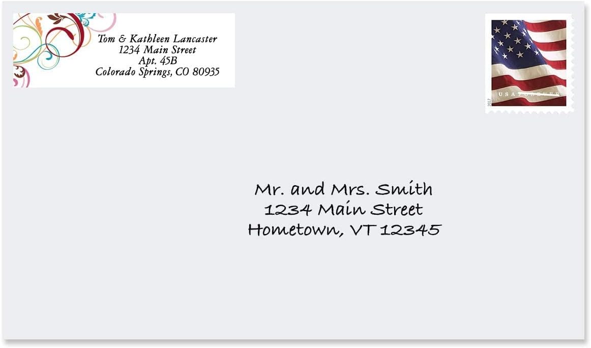 Colorful Images Fantasia Rolled Personalized Return Address Mailing Labels with Dispenser, Customize with Name & Shipping Address, 500 ¾” x 2½” Self Adhesive, Easy Peel Label Roll