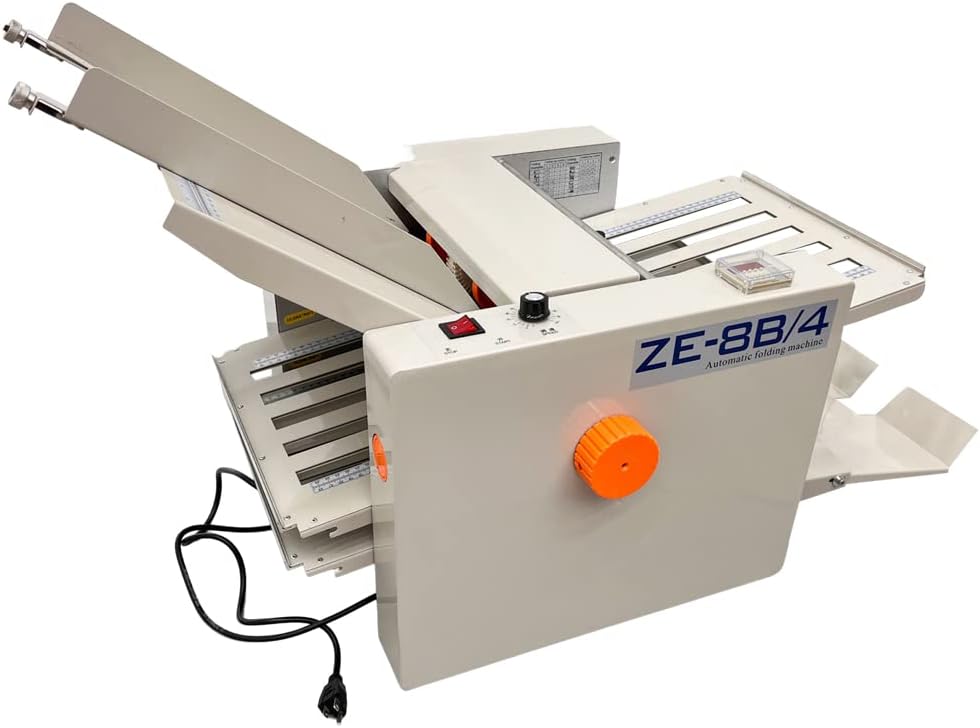 INTSUPERMAI 110V Automatic Paper Folding Machine, 4 Folding Plates, Multiple Folding Forms, Max Speed 262ft/min, Z Fold Paper Folding Machine for Manuals Document Business Letters