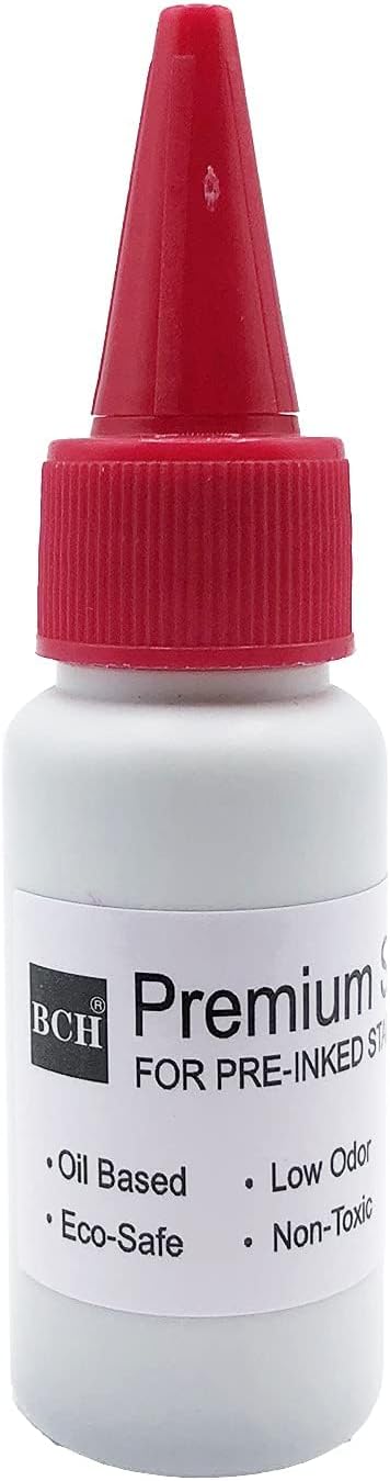 Oil-Based Premium Stamp Refill Ink by BCH for Pre-Inked Rubber Gel Pads & Dot Matrix Ribbons - 20 ml -0.68oz (Magenta)