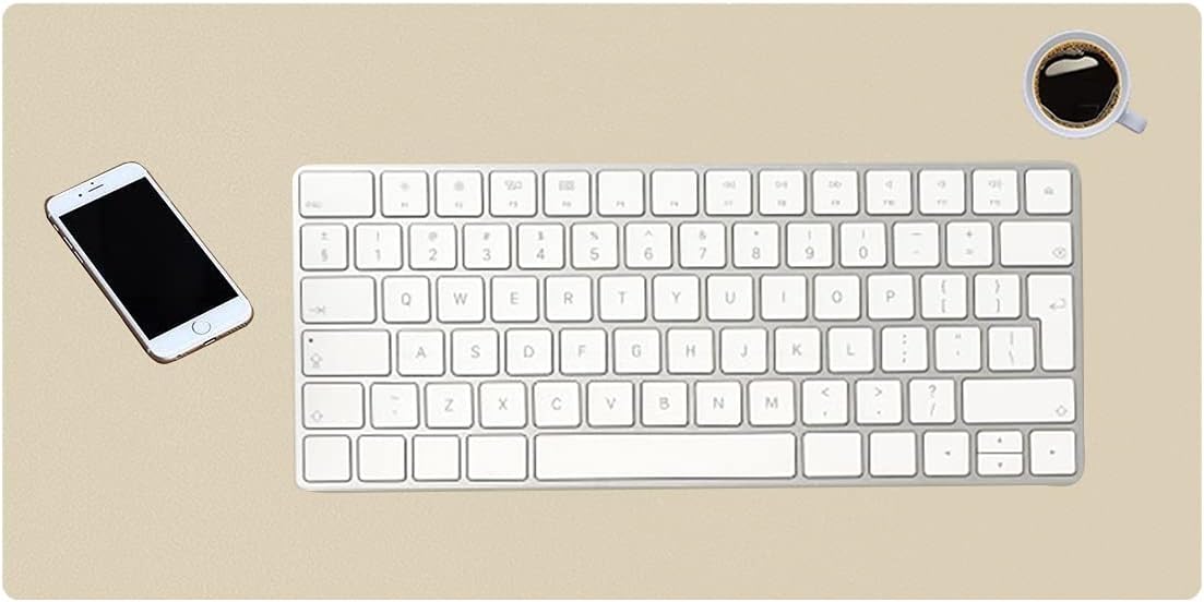 KINGFOM Desk Pad Office Desktop Protecter, PU Leather Desk Mat Blotters Organizer with Comfortable Writing Surface (23.6" x 11.8", Beige)