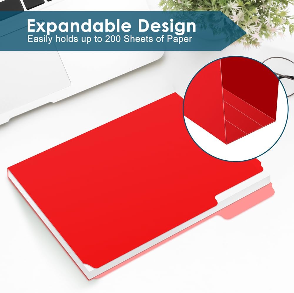 WEMEMORN 120 Pack Two Tone Color File Folders 8.5 x 11 Inch, 1/3 Cut Tab File Folders Letter Size, Assorted Colors, 10 Color File Folder, School Business Office Home Folders for Document Organization